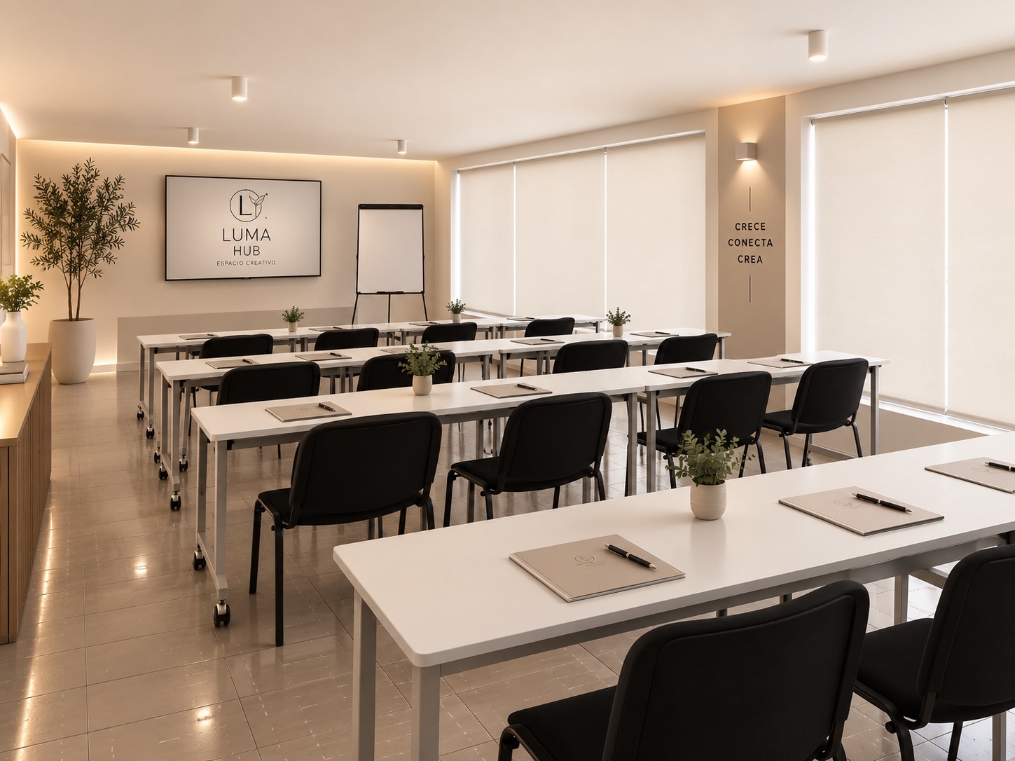 Interior cálido y contemporáneo de LUMA HUB